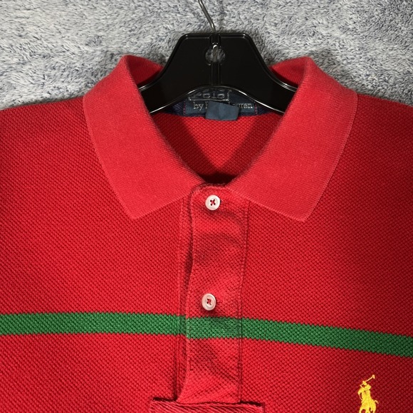 Polo Ralph Lauren VINTAGE SS Rugby Polo Men's M Red Blue Colorblock Yellow Pony - Picture 2 of 16